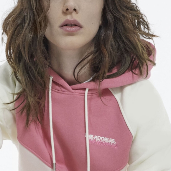 PINK AND ECRU FLEECE SWEATSHIRT WITH HOOD - Picture 4 of 16
